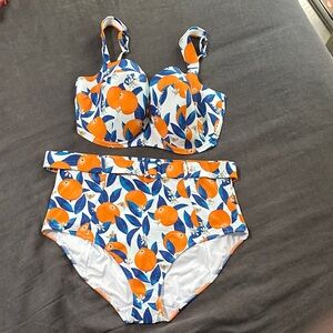 Panache Sicily Retro Orange and Blue Bikini Set